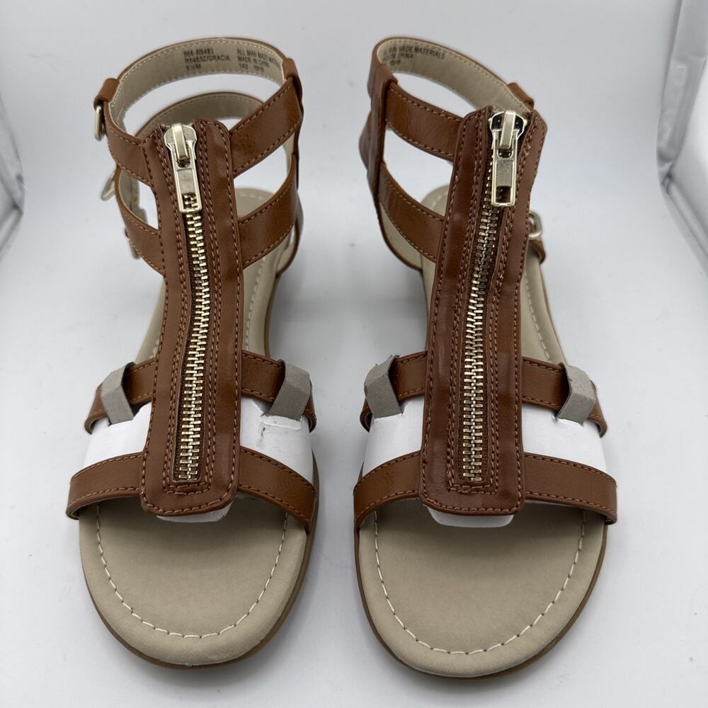 RIALTO Gracia Cognac Zippered Smooth Gladiator Style Sandals Size 6.5M NIB - Picture 4 of 10
